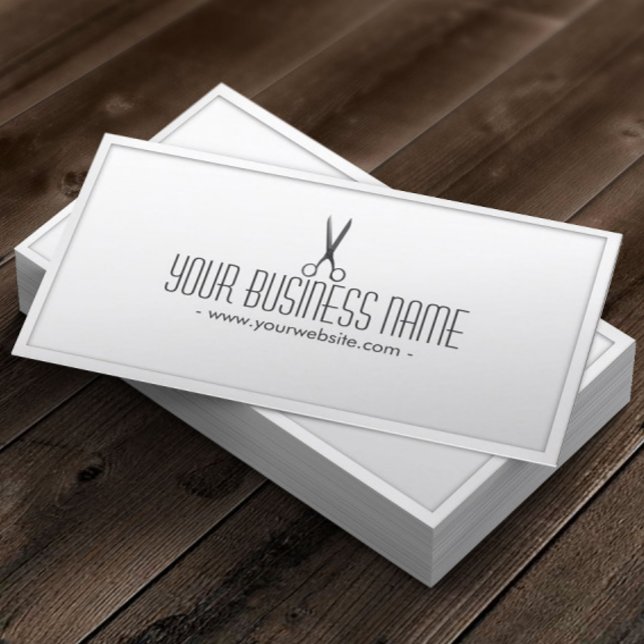 Hair Stylist Classy White Scissor Hair Salon Business Card (Creator Uploaded)