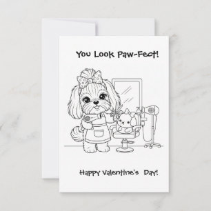 hair stylist Coloring Maze Classroom Valentine Thank You Card