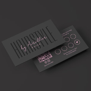 Hair Stylist Colorist Bridal Braids Pink Black Loyalty Card
