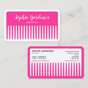 Hair Stylist - Comb - #FF3399 (Hot Pink) Business Card