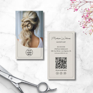 Hair Stylist Custom Logo Photo QR Code Business Card