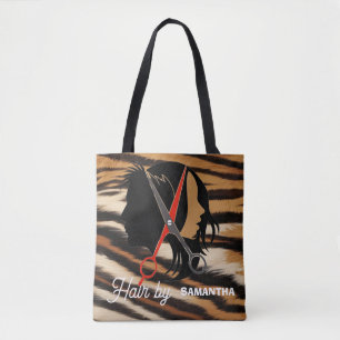 Hair Stylist Custom Name Tiger Print Salon Bag