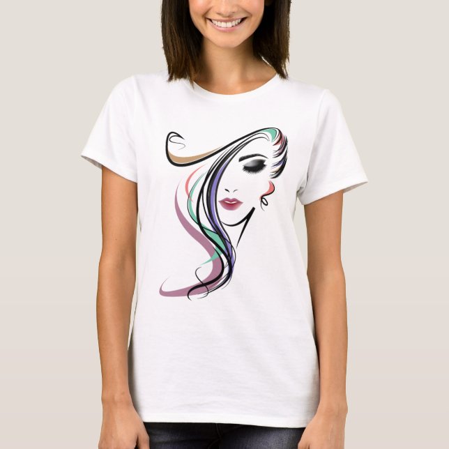 Hair Stylist, Cute Girl Face T-Shirt (Front)