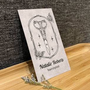 Hair Stylist Cute Scissor & Butterflies QR Code Business Card