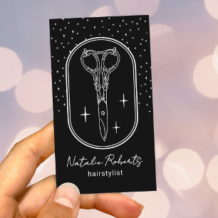 Hair Stylist Cute Scissor Logo Black Beauty Salon Business Card