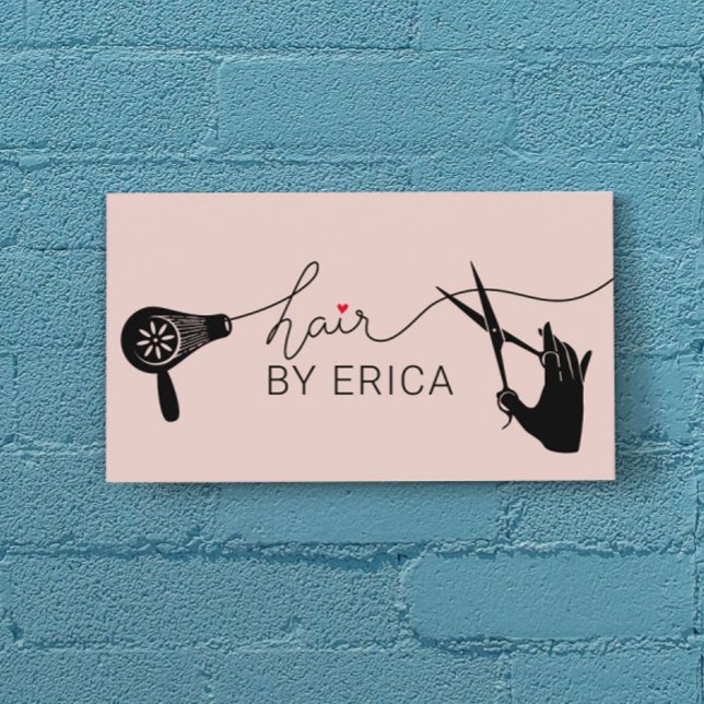 Hair Stylist Cute Typography Blush Pink Salon Business Card (Creator Uploaded)