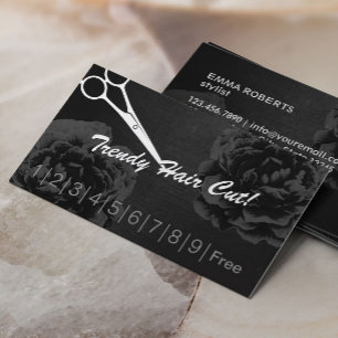 Hair Stylist Elegant Black Floral Loyalty Punch