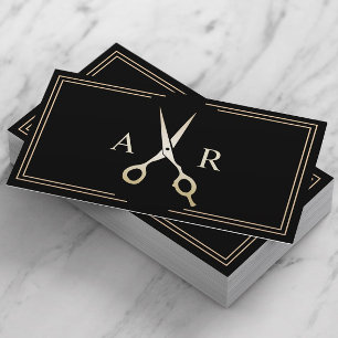 Hair Stylist Elegant Black & Gold Beauty Salon Business Card