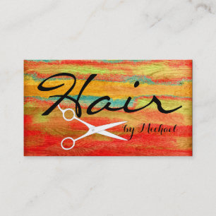 Hair Stylist Elegant Colourful Modern Wood Look #7 Business Card