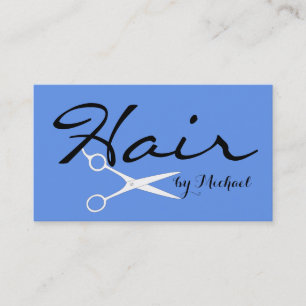 Hair Stylist Elegant Cornflower Blue Background Business Card