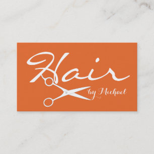 Hair Stylist Elegant Deep Carrot Orange Background Business Card