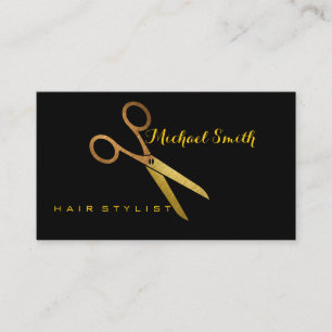 Hair Stylist Elegant Gold Scissors Salon #2 Business Card