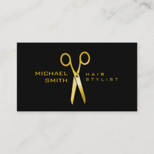 Hair Stylist Elegant Gold Scissors Salon #8 Business Card
