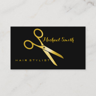 Hair Stylist Elegant Gold Scissors Salon Business Card