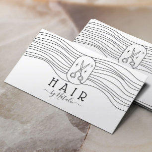 Hair Stylist Elegant Hand-Drawn Scissor Logo Business Card