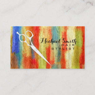 Hair Stylist Elegant Modern Colourful Wood #3 Business Card