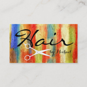 Hair Stylist Elegant Modern Colourful Wood #4 Business Card