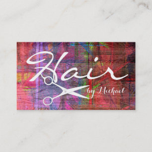 Hair Stylist Elegant Modern Retro Colour Wood #12 Business Card