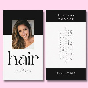 Hair Stylist Elegant Photo Black And White Simple Business Card