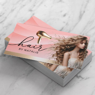 Hair Stylist Elegant Pink Curves Beauty Girl Salon Business Card