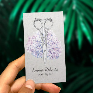 Hair Stylist Elegant Scissor & Flower Beauty Salon Business Card