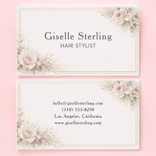 Hair Stylist Floral Neutral Professional Business Card
