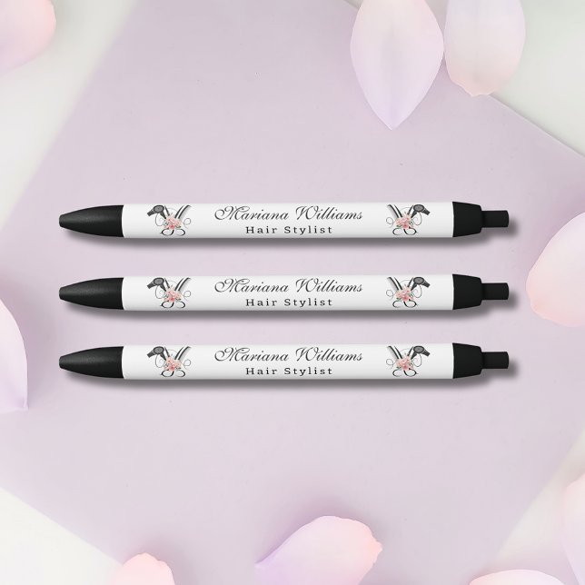 hair stylist floral Scissors beauty salon trendy Black Ink Pen (Creator Uploaded)