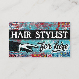 Hair Stylist For Hire Business Cards - Blue Red