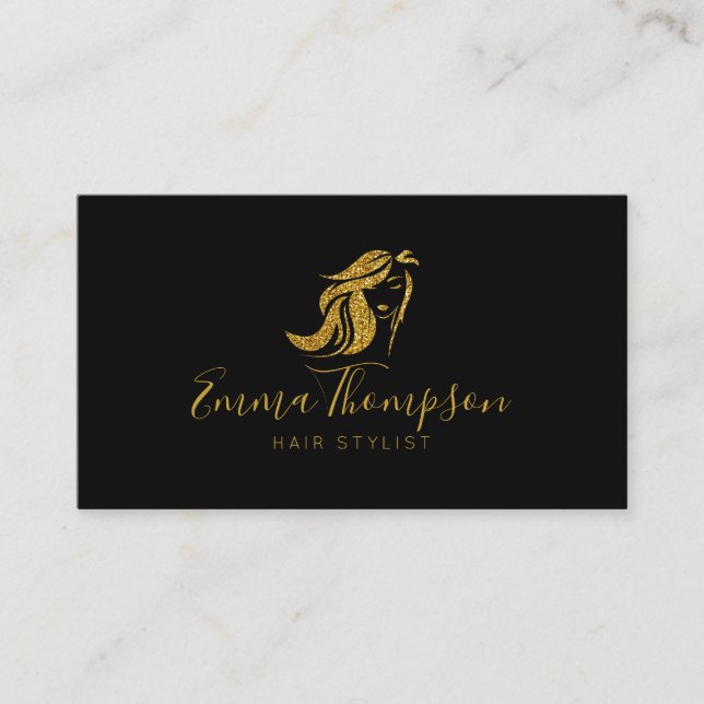Hair stylist Glitter gold Luxury Business Card (Front)