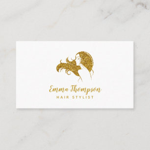 Hair stylist Glitter gold Luxury Elegant Business Card
