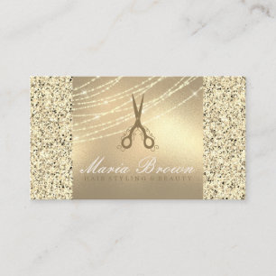 Hair stylist Glitter gold Luxury Scissor Business Card