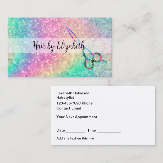 Hair Stylist Glitzy Appointment Business Cards  (Front/Back)