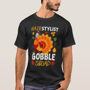 Hair Stylist Gobble Squad Turkey Mask Thanksgiving T-Shirt