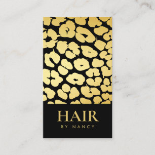  Hair Stylist Gold Black Leopard Print Qr Code  Business Card
