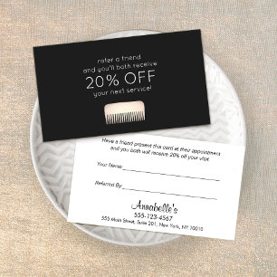 Hair Stylist Gold Comb  Customer Referral Card