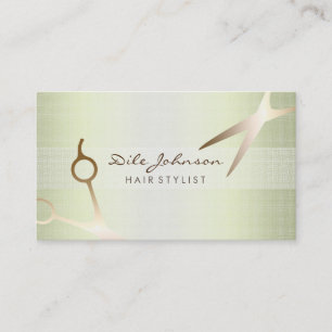 Hair Stylist Gold Glitter Saloon Linen Lime Business Card