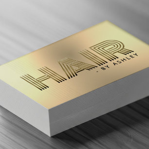 Hair Stylist Gold Modern Metallic Professional Business Card