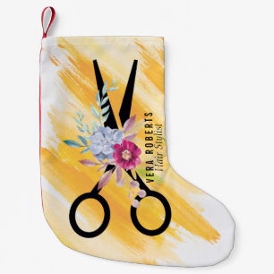 Hair Stylist Gold Scissor & Beauty Salon Christmas Small Christmas Stocking