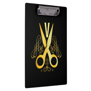 Hair Stylist Gold Scissor & Beauty Salon Clipboard
