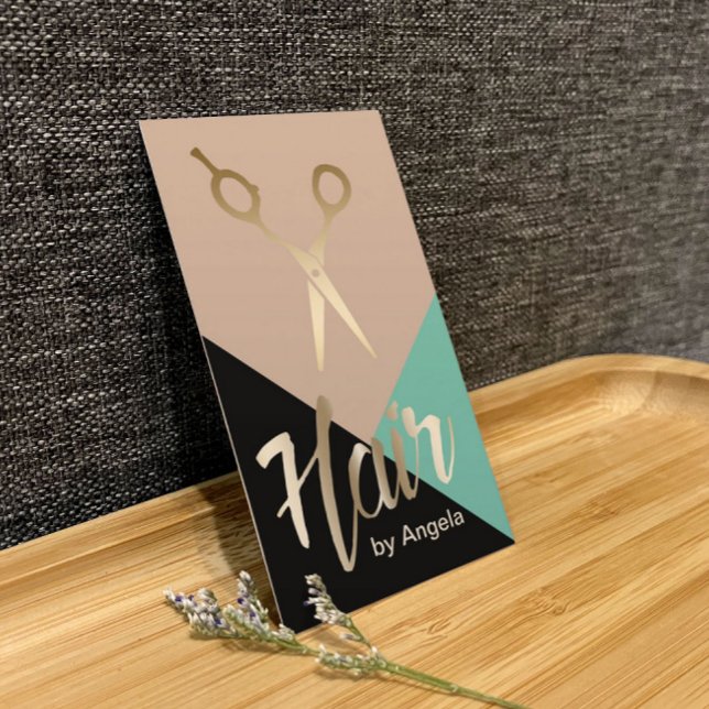 Hair Stylist | Gold Scissor Modern Hair Salon Business Card (Creator Uploaded)