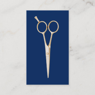 Hair Stylist Gold Scissor Navy Blue Minimaslit Business Card