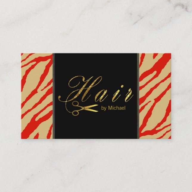 Hair Stylist Gold Scissors Script Appointment #10 Card (Front)