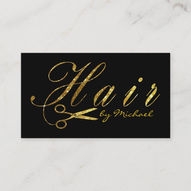 Hair Stylist Gold Scissors Script Appointment #11 Card (Front)