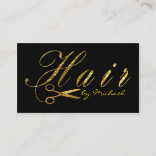 Hair Stylist Gold Scissors Script Appointment #14 Card