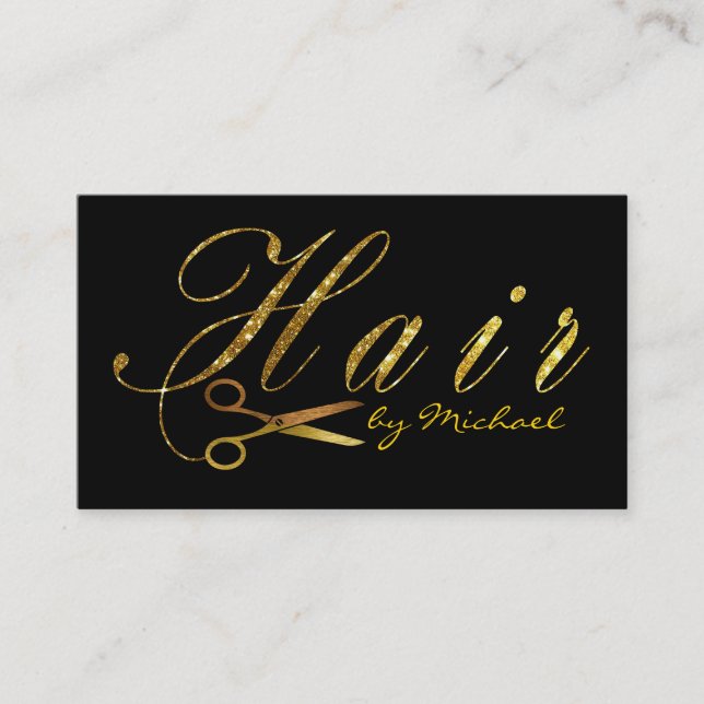 Hair Stylist Gold Scissors Script Appointment #15 Card (Front)