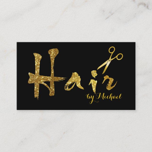Hair Stylist Gold Scissors Script Appointment #2 Card (Front)