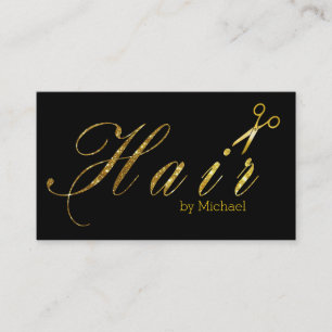 Hair Stylist Gold Scissors Script Salon #12 Business Card