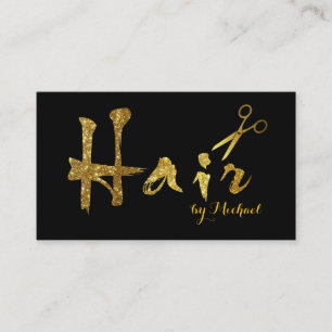 Hair Stylist Gold Scissors Script Salon #7 Business Card