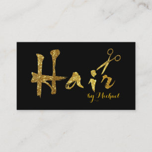 Hair Stylist Gold Scissors Script Salon Business Card