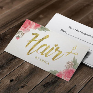 Hair Stylist Gold Script Classy Floral Appointment